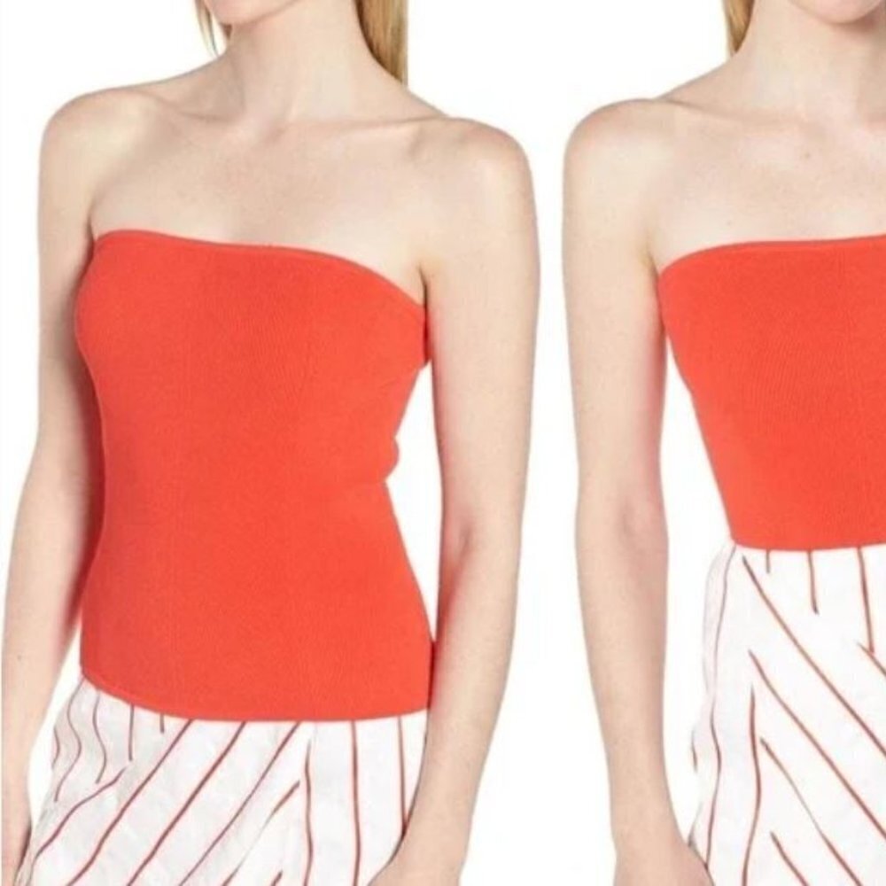 Lewit Ribbed Poppy Red Strapless Tube Top Large - Picture 2 of 2